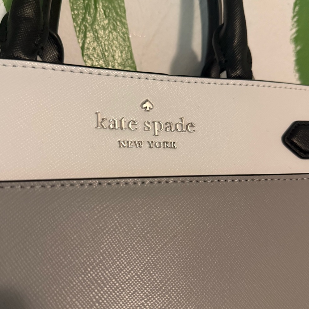 kate spade Staci Two-Tone White & Black Leather Satchel - Picture 7 of 10